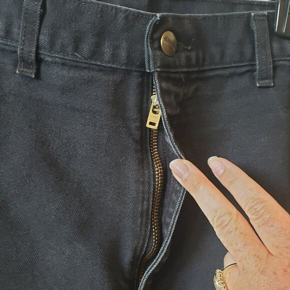 Carhartt Mens Black Pants Size 48 x 30 Worn Faded Distressed Dungaree Work Pants - Picture 8 of 16